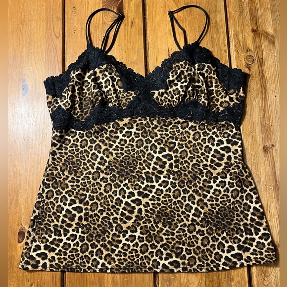 Soma Leopard Print Cami with Black Lace - Picture 1 of 4